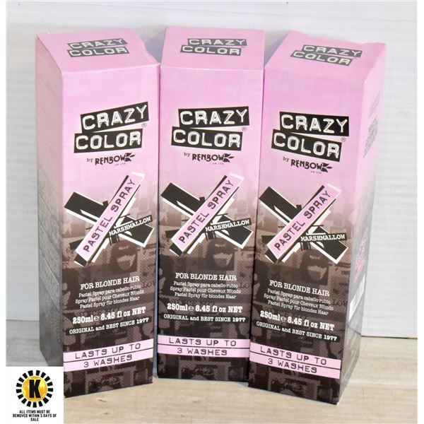 3 BOTTLES 250mL TEMPORARY HAIR COLOR MARSHMALLOW