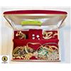 Image 1 : RED VELVET BOX W/ESTATE JEWELRY-ESTATE