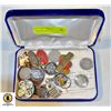 Image 1 : BLUE VELVET BOX FULL OF ESTATE COINS &