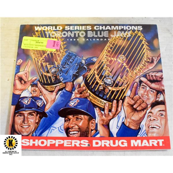 BLUE JAYS SHOPPERS DRUG MART CALENDAR 1994 blue-jays-shoppers-drug-mart-calendar-1994