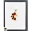Image 1 : #231-NATURAL RED GARNET 4 X 6 & CZ PENDANT