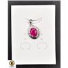 Image 1 : #185-NATURAL RED RUBY 7 X 9 & CZ PENDANT