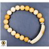 Image 1 : #126-NATURAL YELLOW BROWN  JADE BEAD BRACELET 8MM