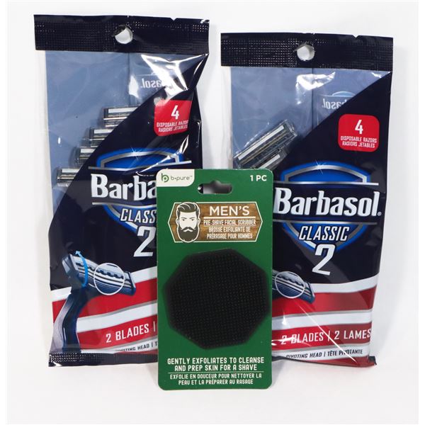 TWO NEW 4 PACKS OF BARBASOL DISPOSABLE RAZORS SOLD