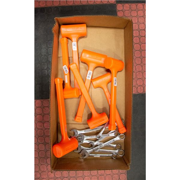 BOX OF NEW JET 1/2/3LBS MALLETS AND WRENCHES