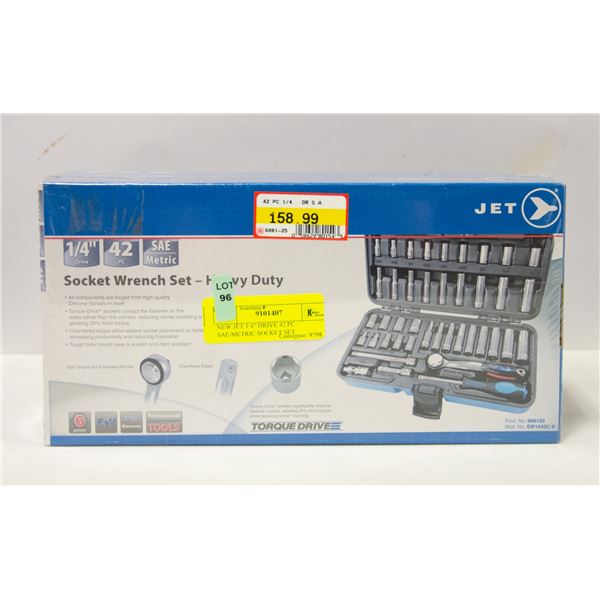 NEW JET 1/4" DRIVE 42 PC SAE/METRIC SOCKET SET