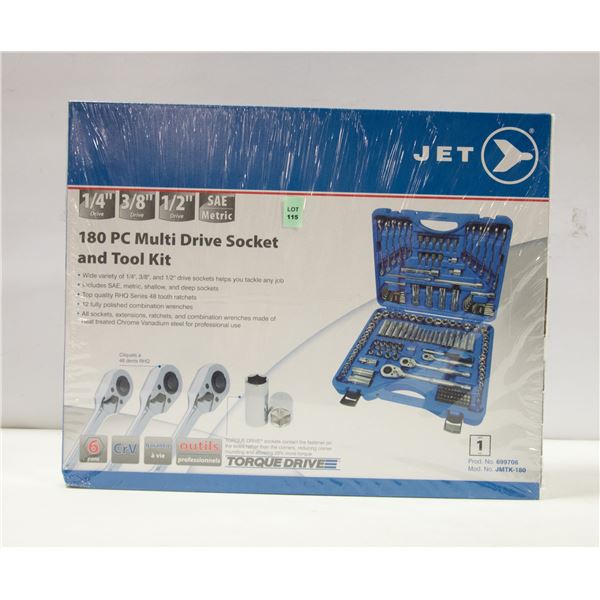 NEW JET 180PC MULTI DRIVE SOCKET AND TOOL SET