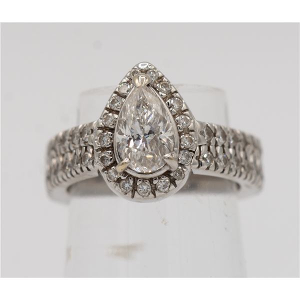 14K WHITE GOLD AND DIAMOND ENGAGEMENT RING