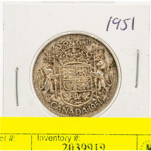 1951 CANADIAN SILVER HALF DOLLAR