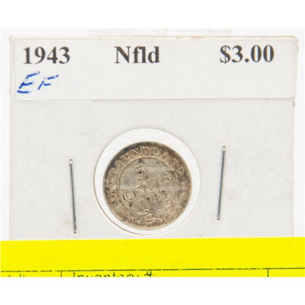 1943 NFLD SILVER KING GEORGE FIVE CENT