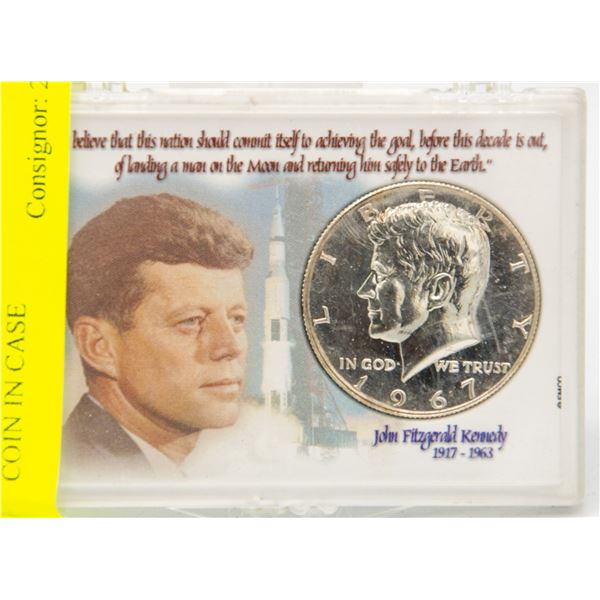 1967 SILVER JFK COMMEMORATIVE COIN IN CASE