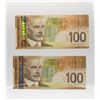 Image 1 : LOT OF 2 CONSECUTIVE 2004 $100 BANKNOTES