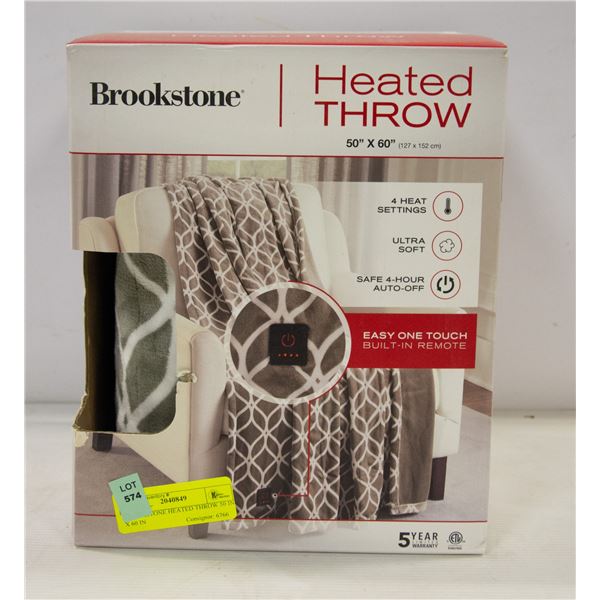 BROOKSTONE HEATED THROW 50 IN X 60 IN