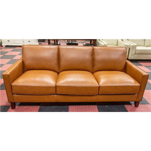 NEW GENUINE RUSTY BROWN LEATHER SOFA