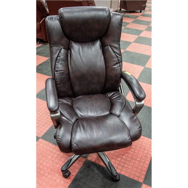 NEW BROWN LEATHERETTE HYDRAULIC LIFT OFFICE CHAIR