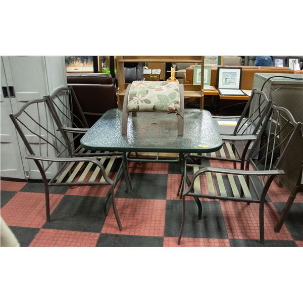 PATIO TABLE W/ 4 CHAIRS & FOOT STOOL