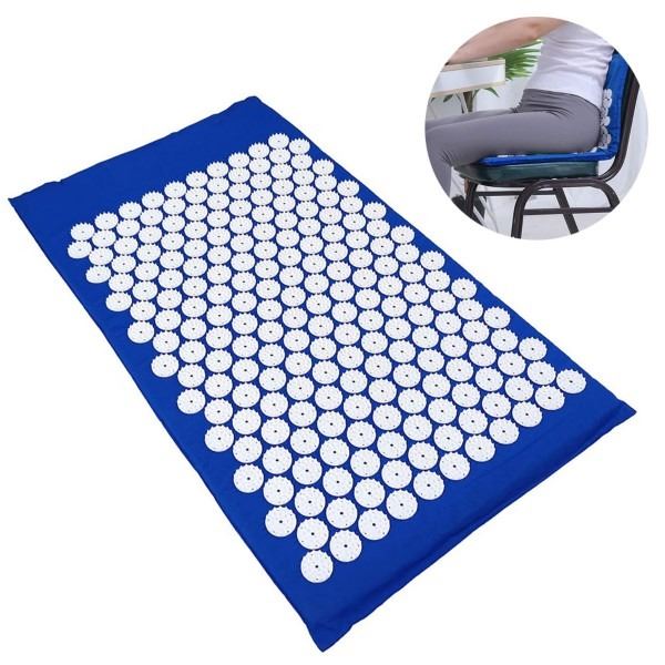 PORTABLE BLUE AND WHITE BED OF NAILS