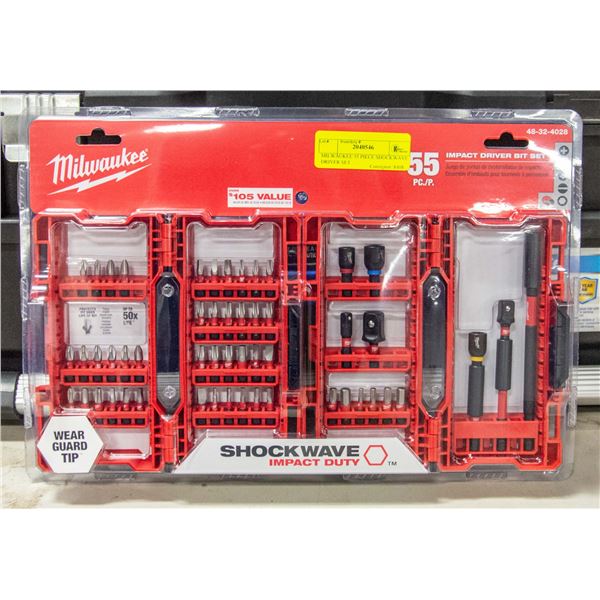 MILWAUKEE 55 PIECE SHOCKWAVE DRIVER SET