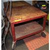 Image 1 : 2 RED METAL 4 WHEEL GARAGE STANDS/CARTS