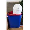 Image 1 : BLUE BIN, RED MOP PAIL + WHITE G-CAN