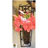 Image 1 : METAL WALL SHELF & VASE WITH ARTIFICIAL FLOWERS