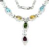 Image 2 : Natural Rhodolite Garnet Amethyst Citrine Necklace
