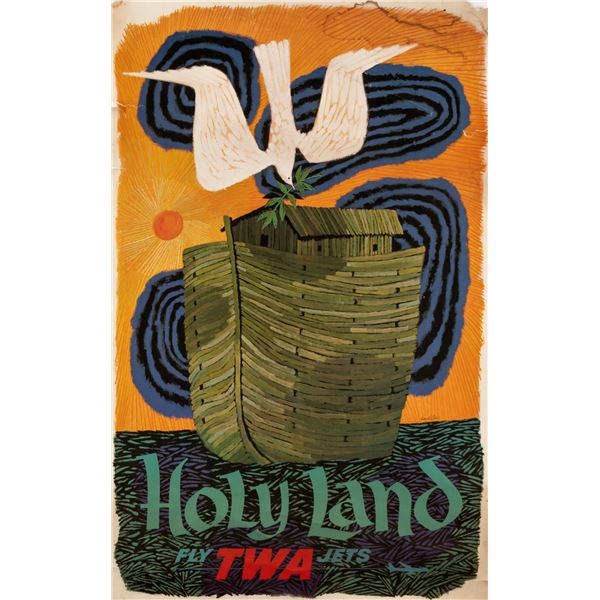 DAVID KLEIN HOLY LAND FLY TWA JETS AIRLINE POSTER