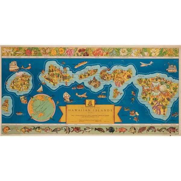DOLE MAP HAWAIIAN ISLANDS BY PARKER EDWARDS