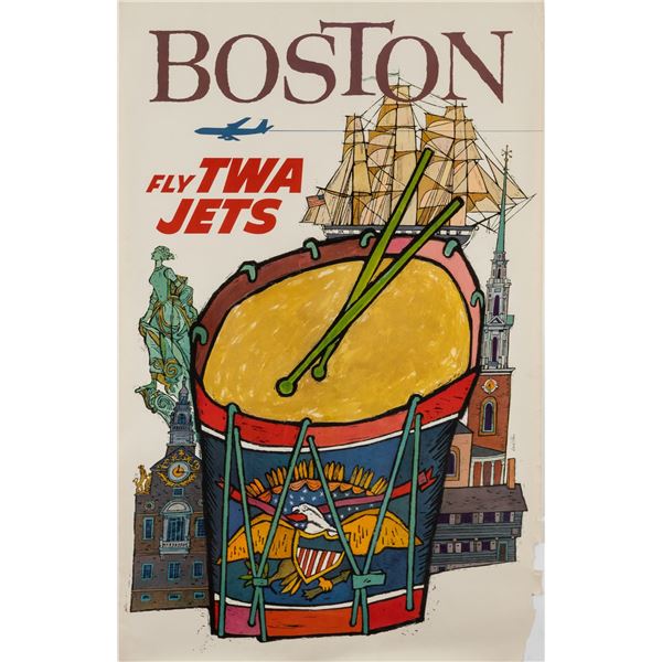FLY TWA JETS BOSTON DAVID KLEIN POSTER