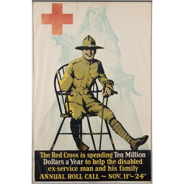 WWI RED CROSS DISABLED SERVICEMAN ROLL CALL POSTER