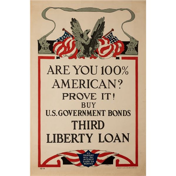 ARE YOU 100% AMERICAN? LIBERTY LOAN POSTER