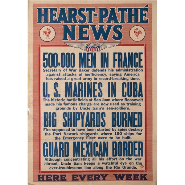 HEARST-PATHE NEWS BROADSIDE WWI POSTER