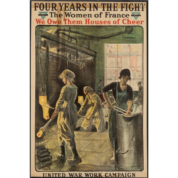 WWI FOUR YEARS IN THE FIGHT YWCA POSTER LUCIEN HECTOR JONAS