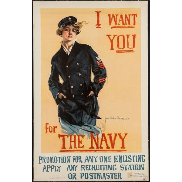 HOWARD CHANDLER CHRISTY I WANT YOU FOR THE NAVY WWI POSTER