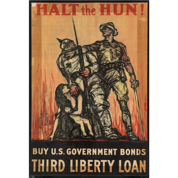 HALT THE HUN WWI POSTER