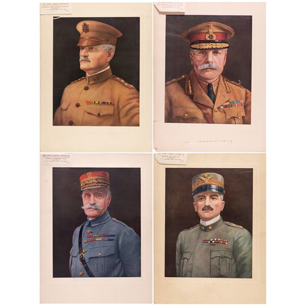 FOUR FAMOUS GENERALS WWI PORTRAIT PRINTS (4)