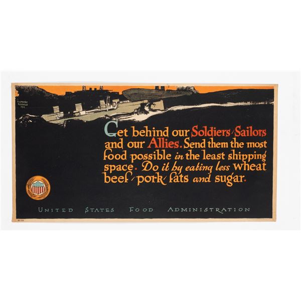 WWI FOOD POSTER - GET BEHIND OUR SOLDIERS EAT LESS BY BECKMAN