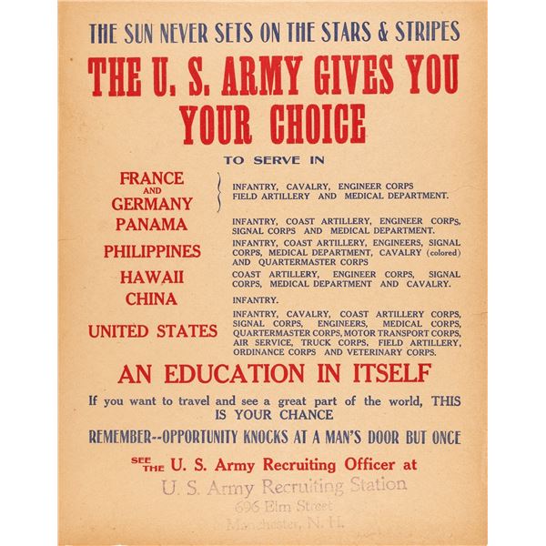 WWI US ARMY RECRUITING POSTER
