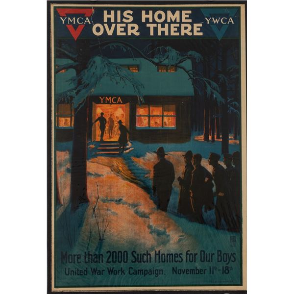 HIS HOME OVER THERE YMCA YWCA WWI POSTER
