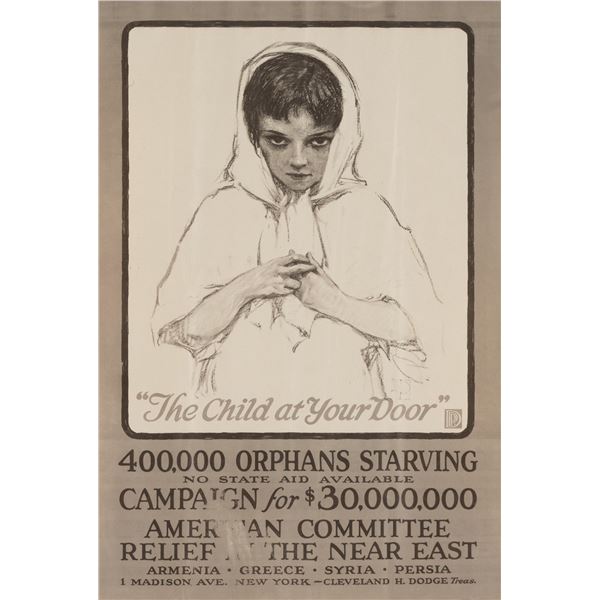 THE CHILD AT YOUR DOOR WWI AMERICAN NEAR EAST RELIEF POSTER