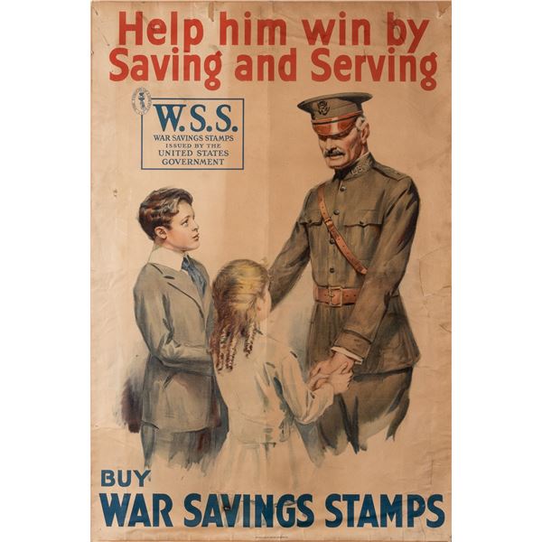 WWI HELP HIM WIN BY SAVING AND SERVING POSTER