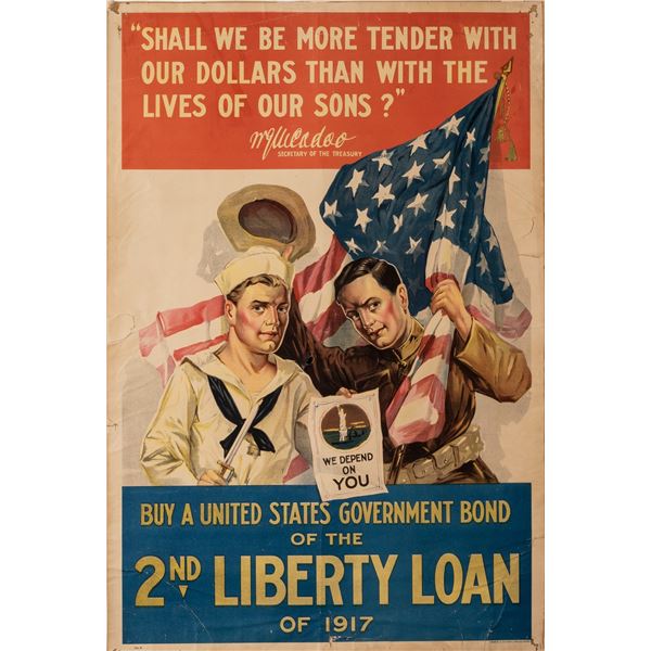 WWI LIBERTY LOAN POSTER WE DEPEND ON YOU