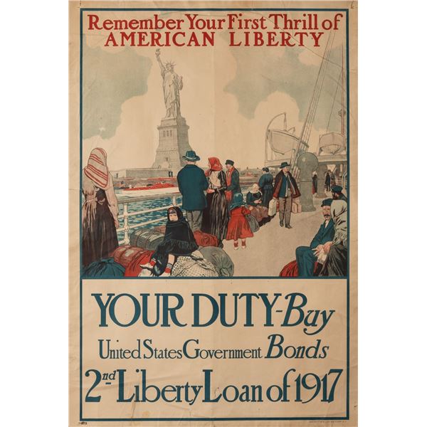 WWI LIBERTY LOAN POSTER REMEBER YOUR FIRST THRILL