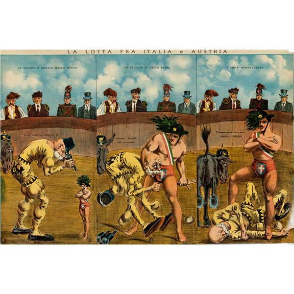 WWI AUSTRIA AND ITALY POLITICAL CARTOON POSTER