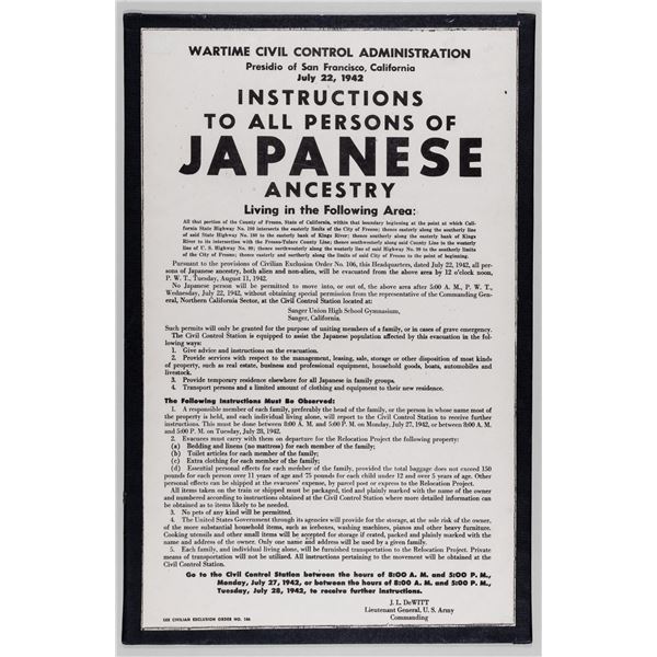 JAPANESE INTERNMENT ORDER WWII AMERICA