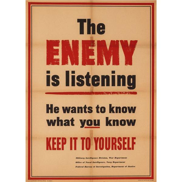 WWII THE ENEMY IS LISTENING POSTER