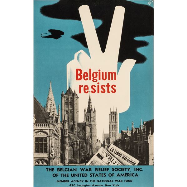 BELGIUM RESISTS WWII PROPAGANDA POSTER