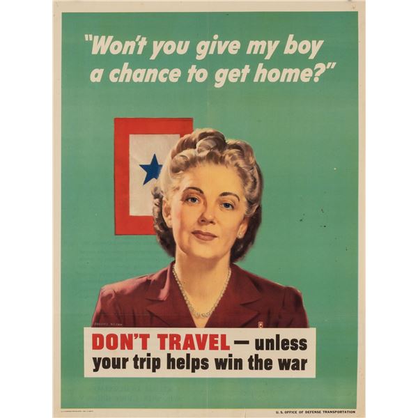 DON'T TRAVEL WWII HOME FRONT POSTER JEROME ROZEN