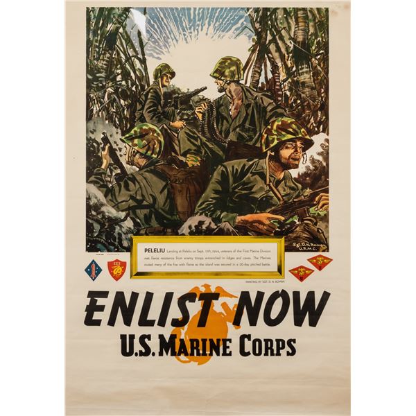 MARINES ENLIST NOW PELELIU USMC WWII POSTER