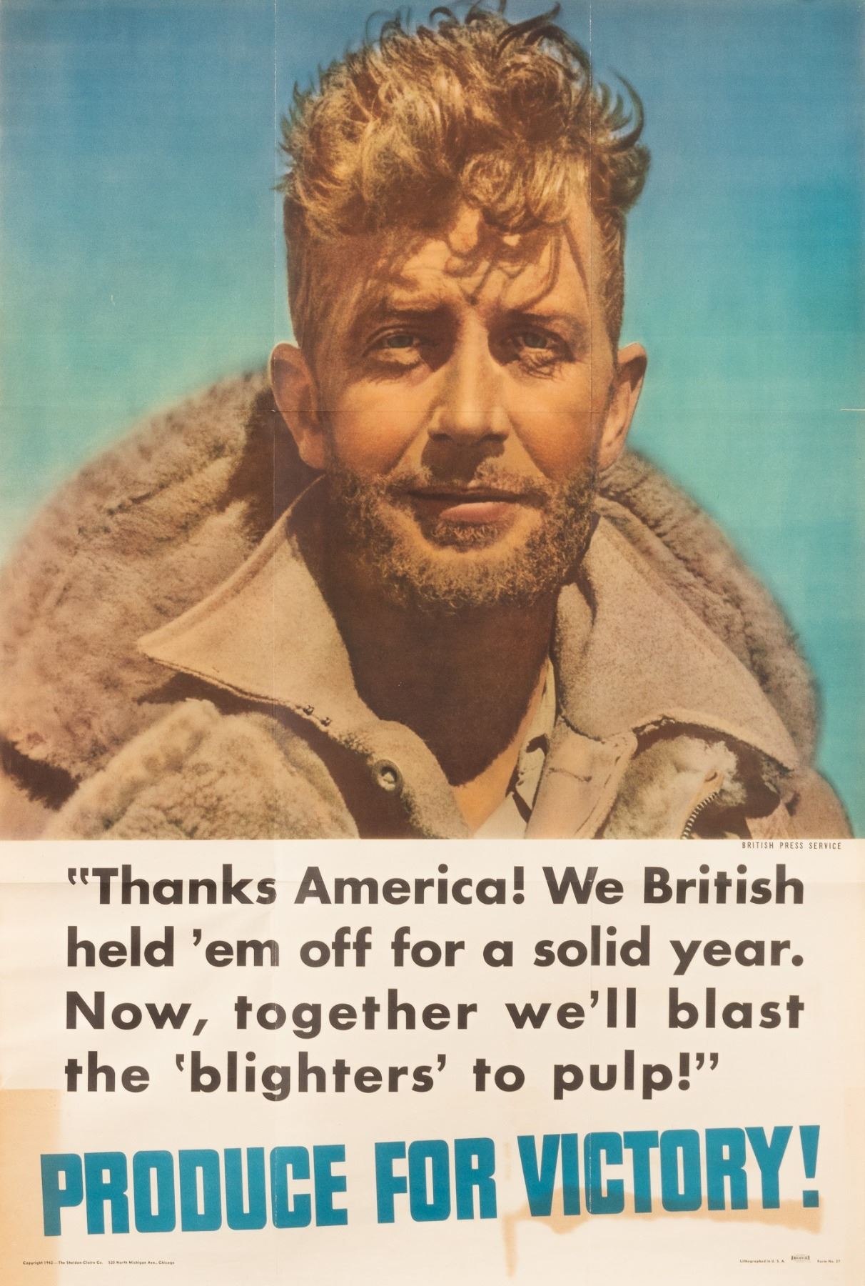 PRODUCE FOR VICTORY WWII AMERICAN PROPAGANDA POSTER